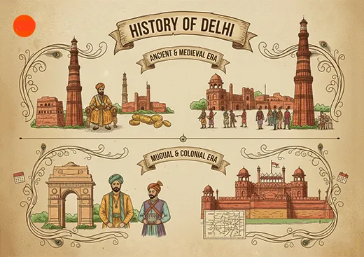 Tell me about Delhi History amcient history to moderen history